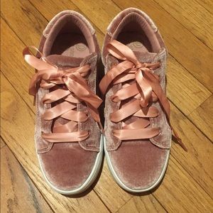 Blush velvet sneakers
